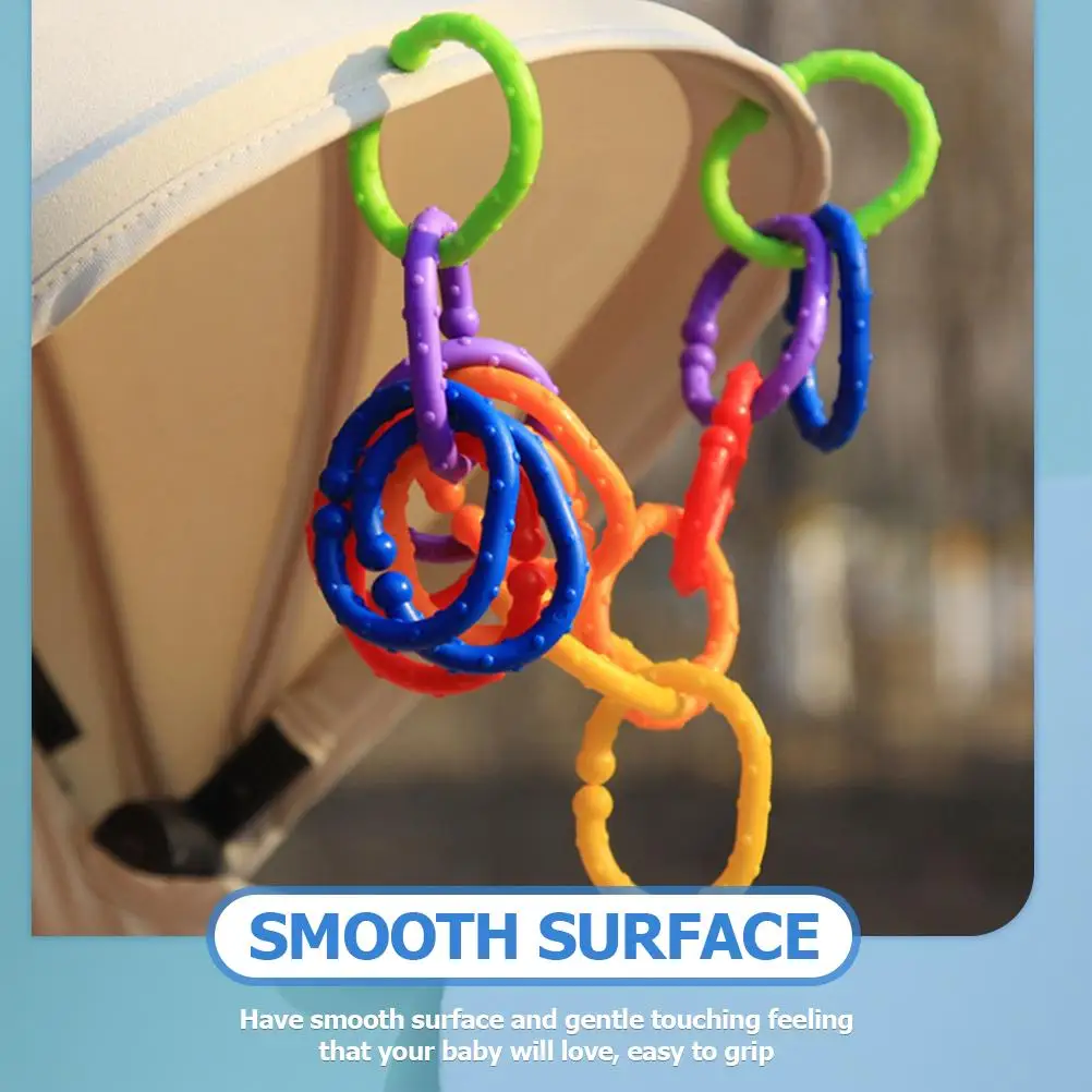  24 Pcs Hand-catch Ring Toy Baby Pram Toys for Babies Grabbing Links Hanging Connecting Rings Plastic