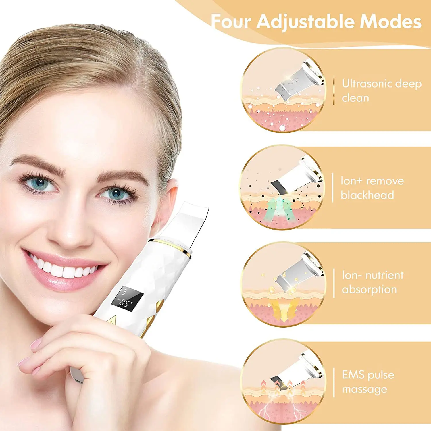 2024 travelling beauty care Pore Cleansing Face Sonic Peeling Heating Ultrasonic Skin Scrubber Vibration Face Spatula