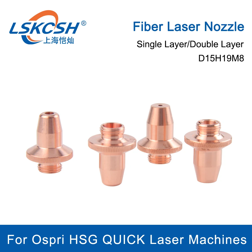 

LSKCSH 10Pcs/Lot Laser Head Nozzles OSPRI D15H19M8 Caliber1.0-3.0 Laser Nozzle For Ospri HSG QUICK Fiber Laser Cutting Machines