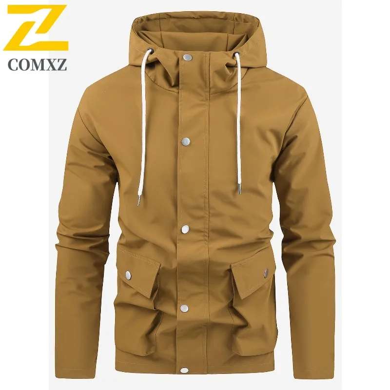 

COMXZ Мужская классическая куртка дышащая уличная ветрозащитная куртка для путешествий и кемпинга Valley куртка Normcore куртка с капюшоном на шнурке