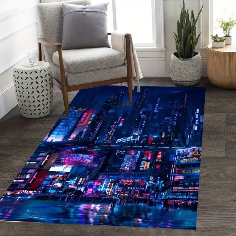 Graffiti Colorful Monkey Headphones Sunglasses Hip Hop Large Area Rug,Street Art Splash Paint Non-slip Washable Floor Carpet