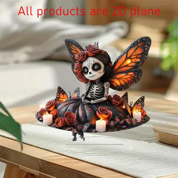 哥德式萬聖節亡靈節骷髏女孩擺件,家居節日派對裝飾,2D扁平蝴蝶飾品 10 最佳銷售 歌德式房間 - №1