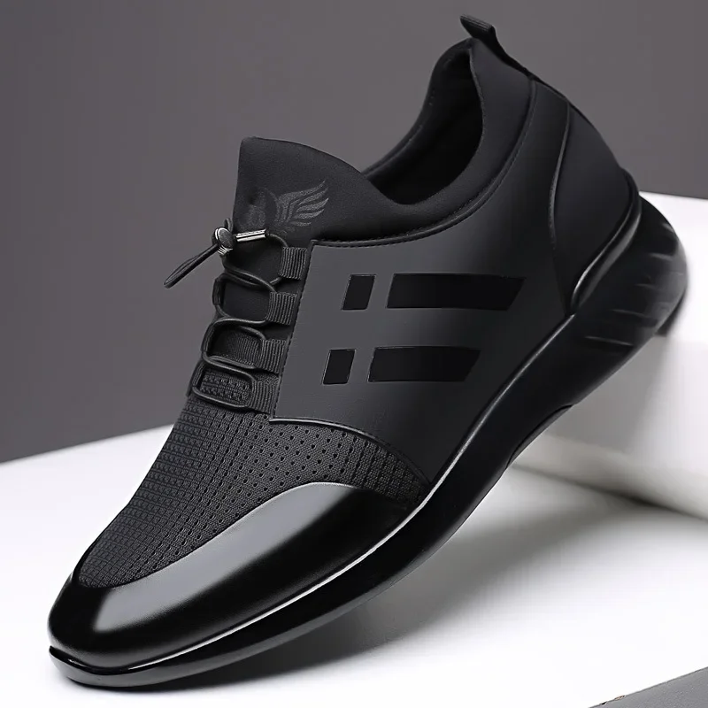 Luxe Heren Sneakers Lichtgewicht Running Rubberen Schoenen Mannetjes Ademende Nieuwe Vulcaniseer Schoenen voor Mannen Hoogte Toename Lederen Schoenen