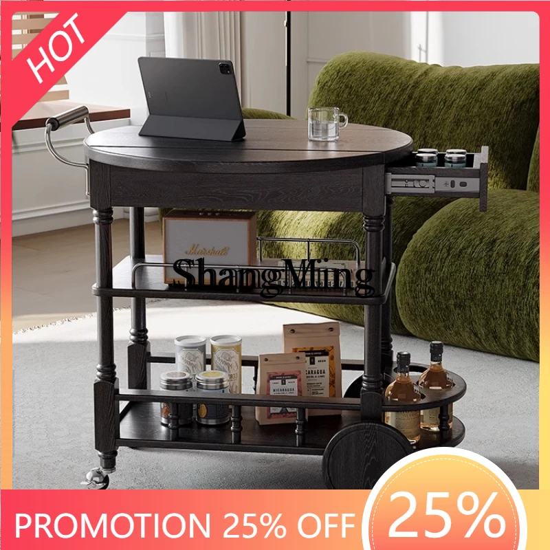 

FG good-looking retro trolley home folding dining car antique removable snack table