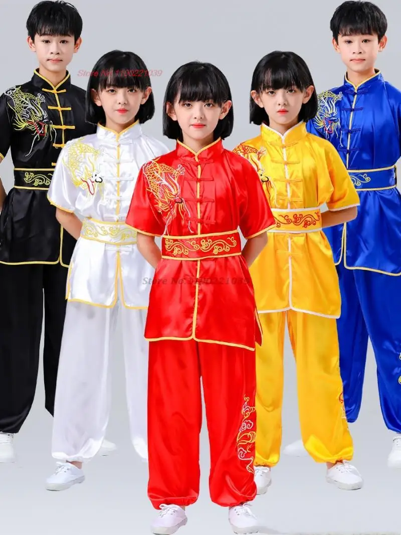 2024 traditional chinese kung fu costume children national dragon embroidery wushu uniform kung fu shaolin wing-chun clothing