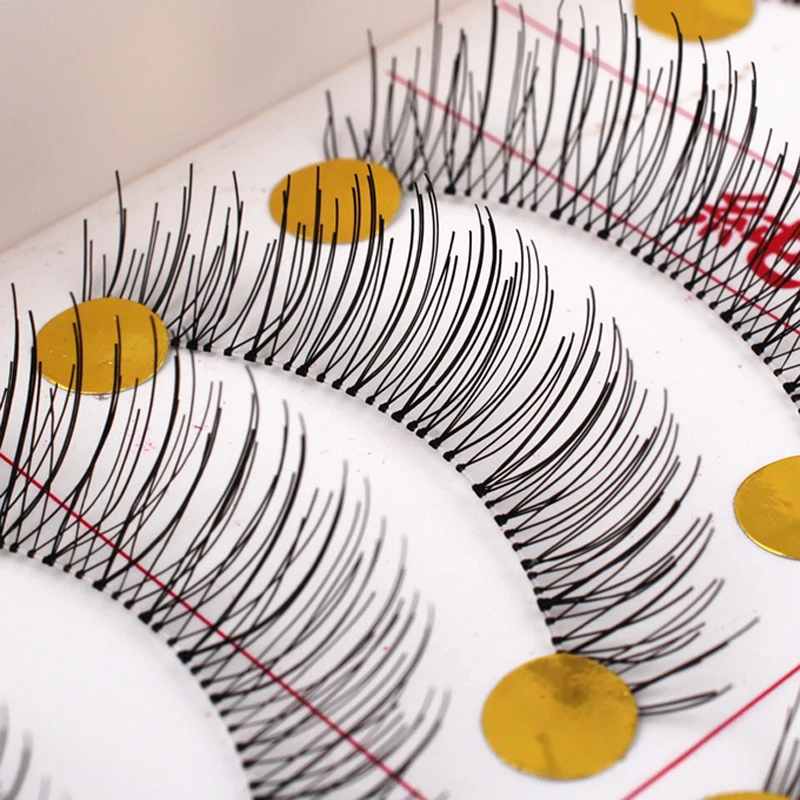 10Pair Makeup False Eyelashes Natural Long Handmade Fluffy Handmade Training Lashes Fake Lashes Extension Makeup Tool Lashes