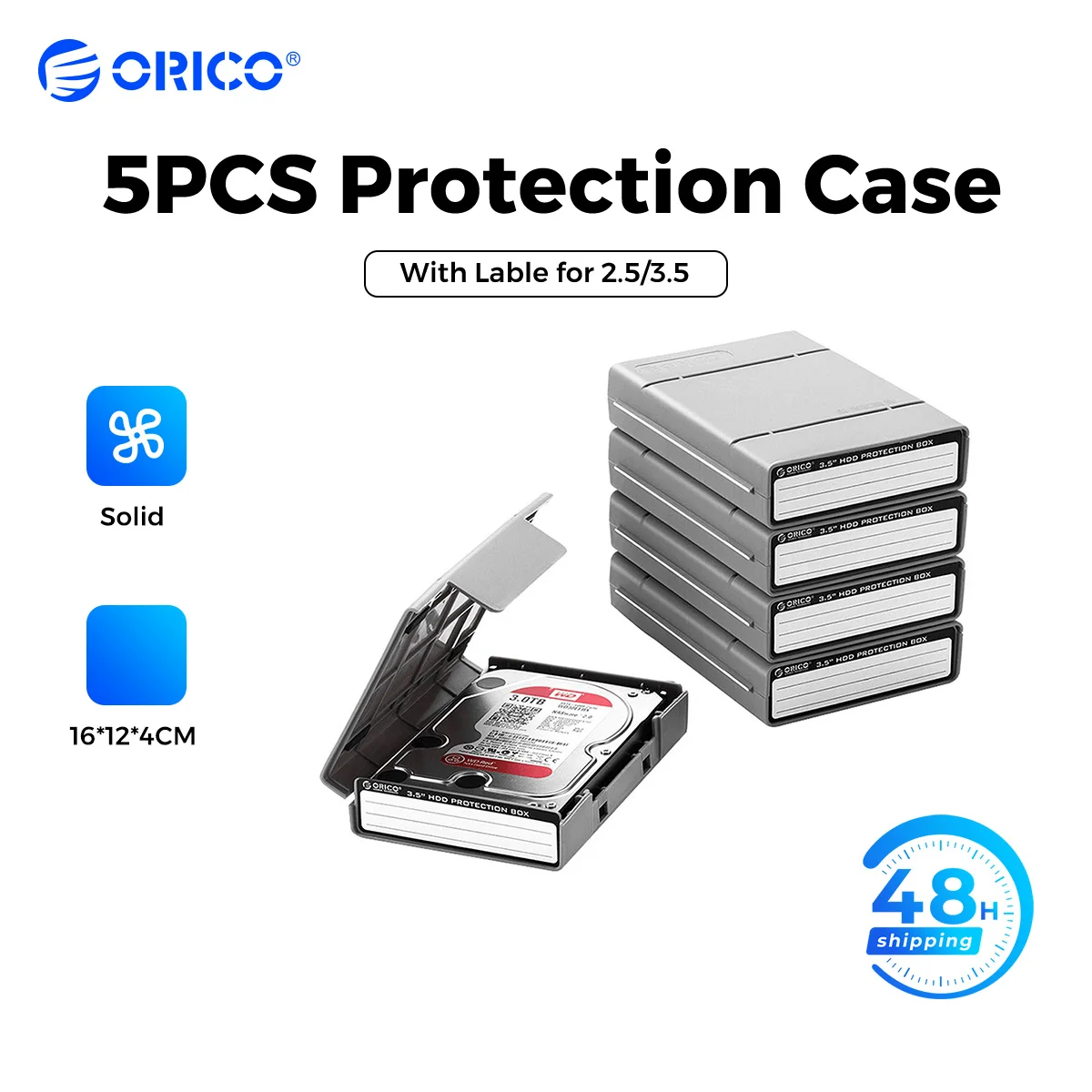 ORICO 5PCS 3.5 inch Hard Drive Protective Box Portable External HDD Pouch With label Multi-disk Storage for HDD