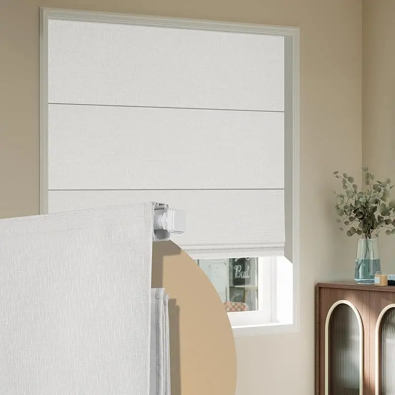

Customizable Size Polyester Light Filtering Fabric No Need Drill Hole Install Protect Wall Manual Roman Blinds For Windows