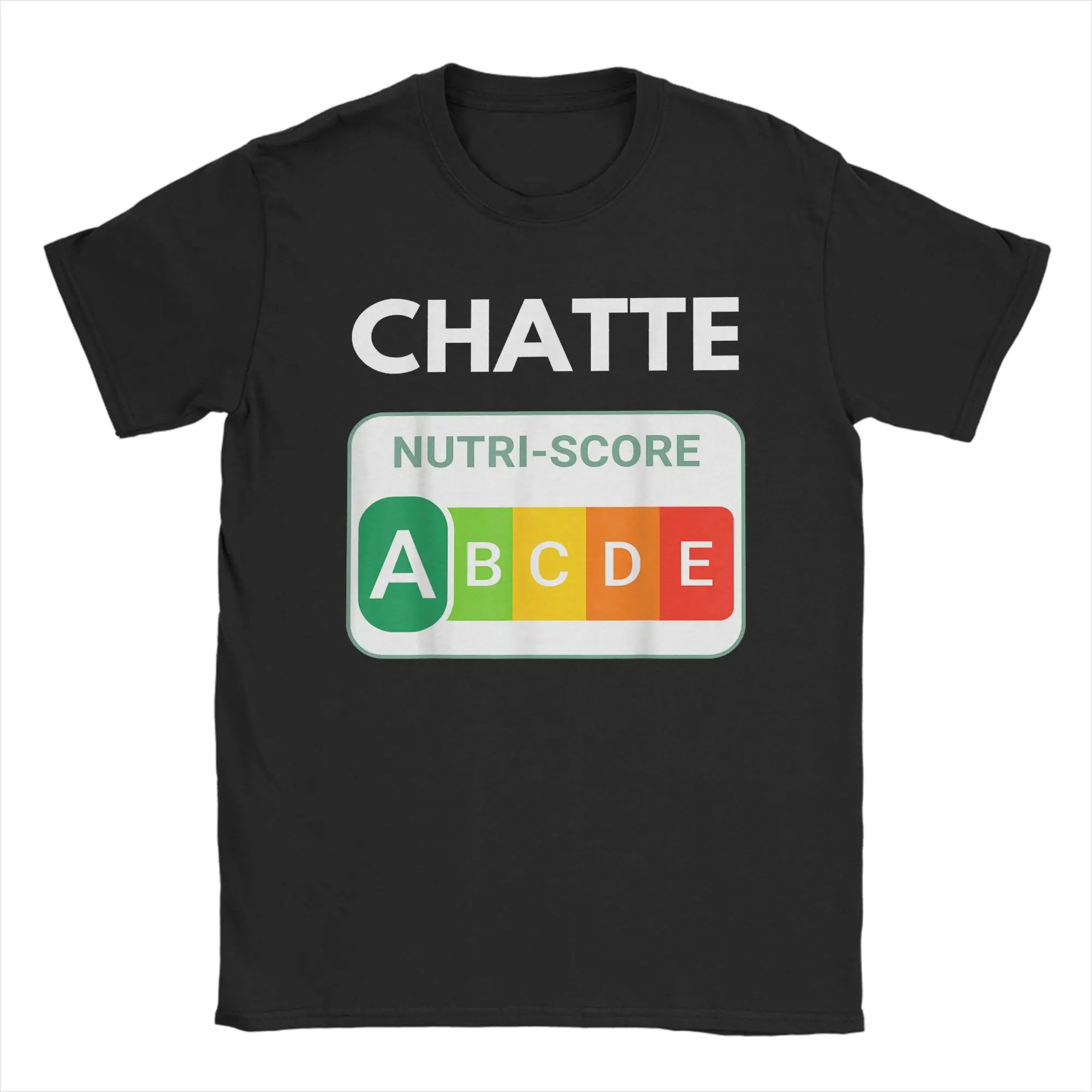 Creative Nutri-Score A Chatte Cat Lover T-Shirt for Men Round Collar 100% Cotton T Shirt Funny Gift Short Sleeve Tee Party Tops