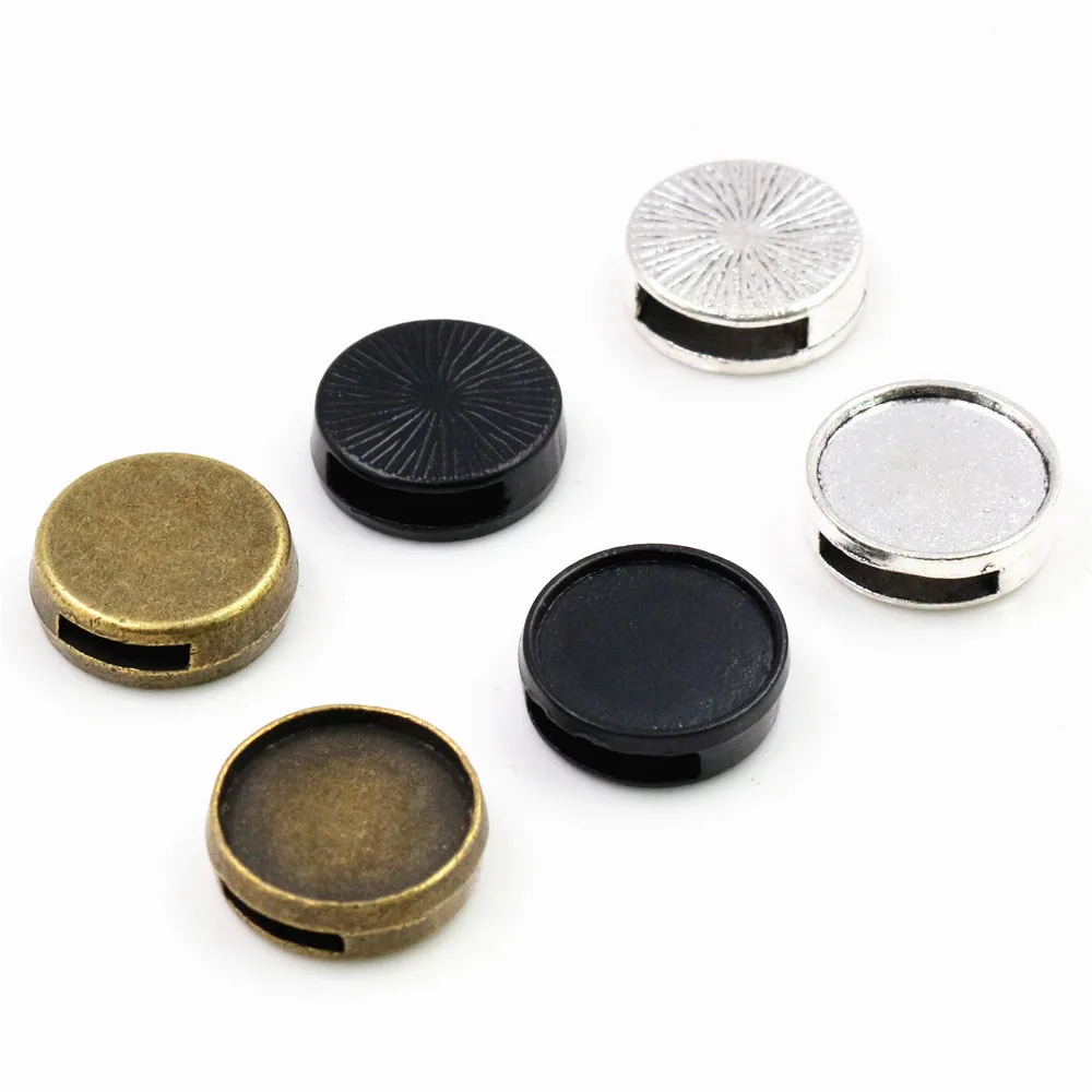 10pcs 14mm 16mm 18mm Inner Size Antique Bronze And Silver Plated Hole Beads Style Cabochon Base Cameo Setting Charms Pendant