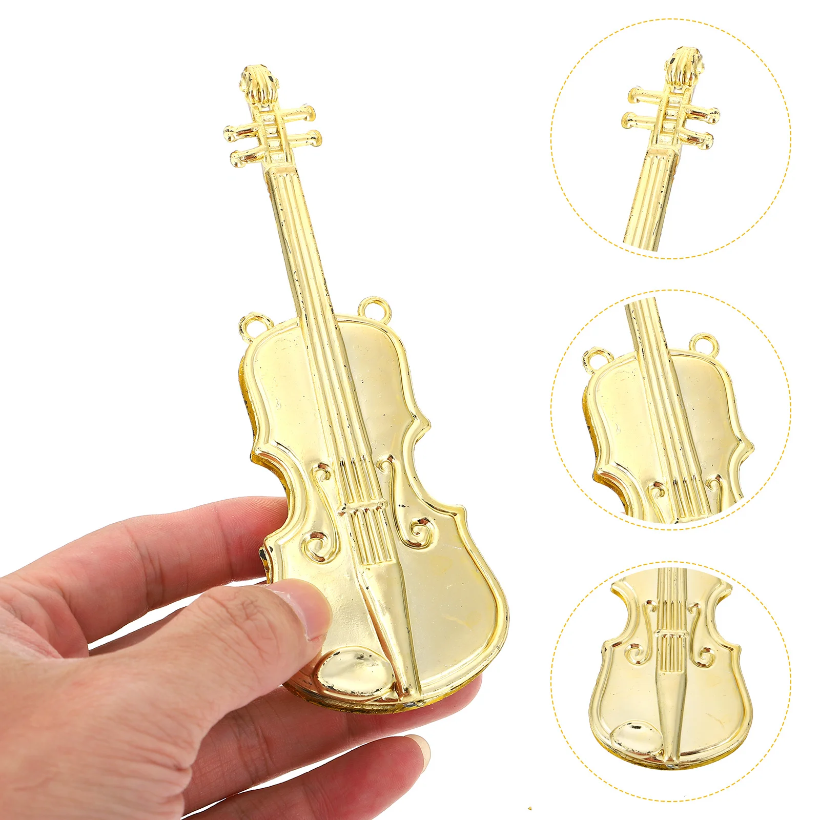 

12 Pcs Musical Instrument Model Miniature Acoustic Guitars Wreath Xmas Tree Pendants Plastic Holiday Gifts Child Mic