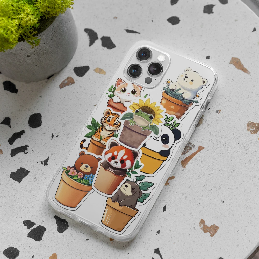 

50pcs animals in the flowerpot themed stickers for New Year gift party decors Back to school laptop cellphone case skateboard