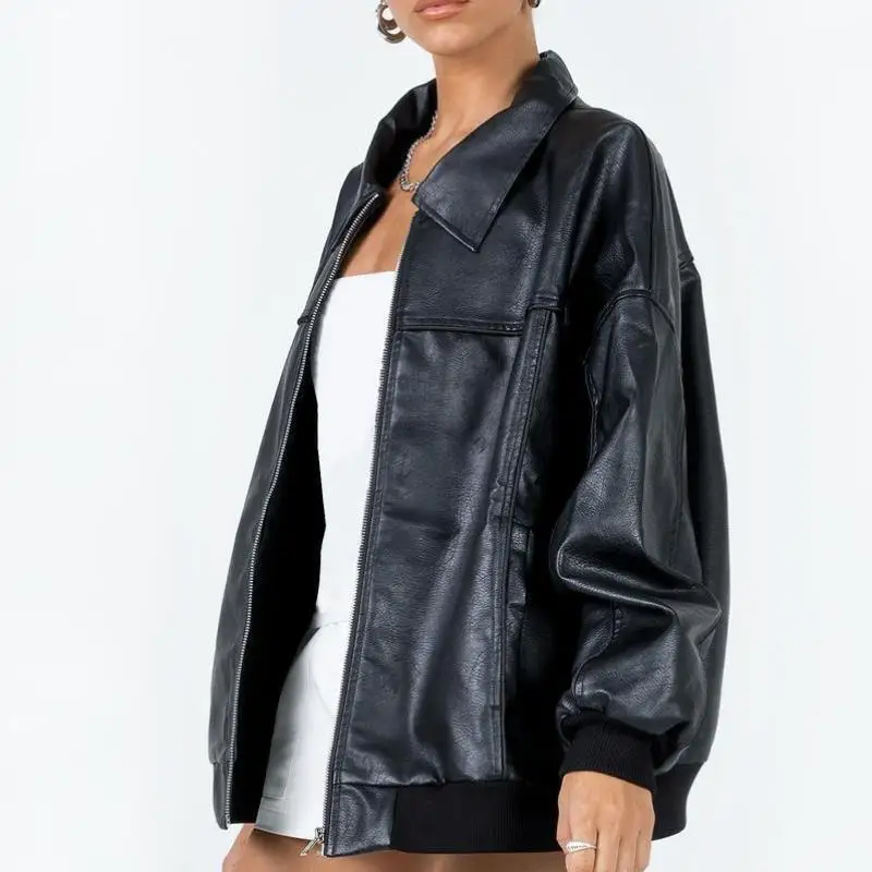 

Men's Leather Biker Jaet Women's Coat Sli Ciwalk Thin PU Leather Nine Sve Long Lasting Color Men's Windbreaker