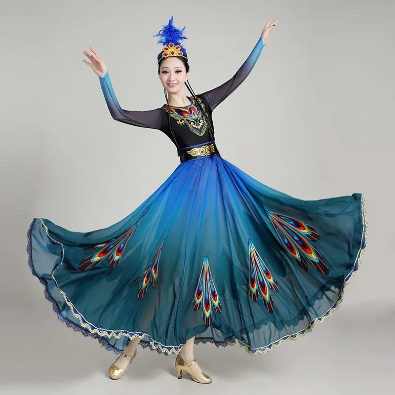 Traditional clothing women's aquarium Dongxiang Hezhe Menba Jinuo dance performance suit three-piece set