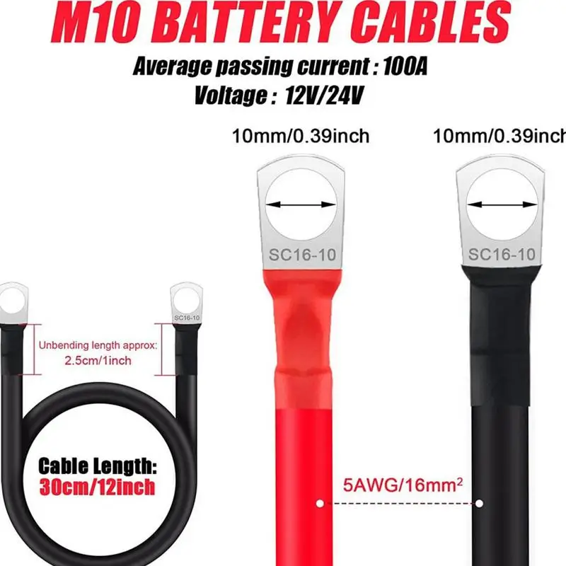 Battery Jumper Cable Automotive Replacement Jumper Cables 5AWG RV Battery Cables For Automotive Cars Marine Solar Application