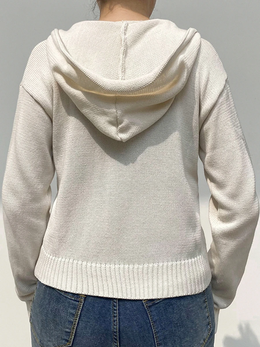 Sudaderas con capucha de punto con cremallera completa para mujer, sudaderas con cordón de manga larga de Color sólido informal, estilo callejero de Club, gran oferta, S, M, L, nueva moda