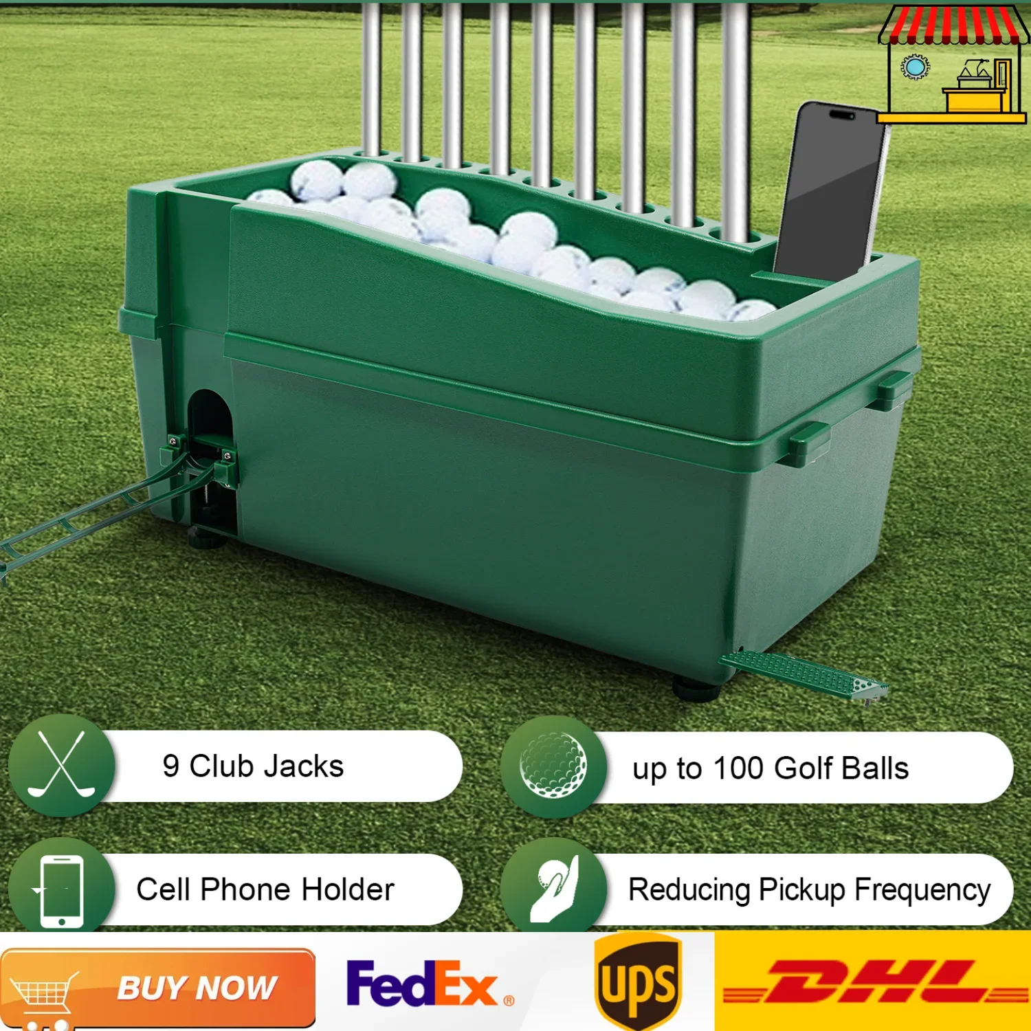 Automatic Golf Tee Machine Golf Ball Dispenser, Foot-Operated Automatic Golf Training Machine Non-Power Golf Club Holder