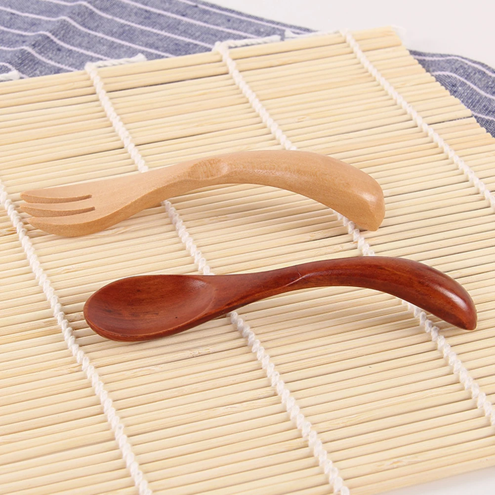 

Japanese-style Wooden Children's Fork and Spoon Toddler Cutlery Tableware Daily Use