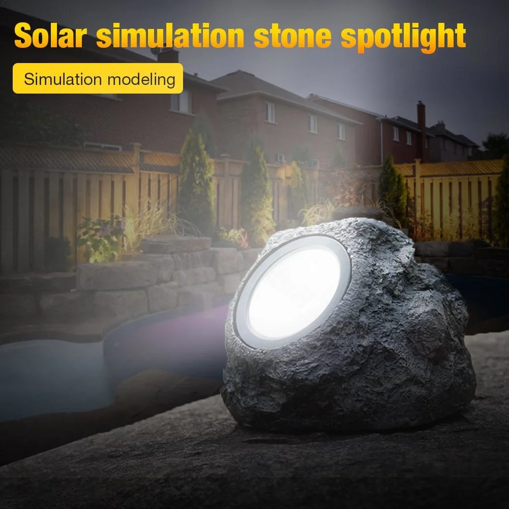 5W Solar Powered Light Simulation Stone Lights Spotlight Decoration Cold White IP65 Waterproof for Outdoor Garden Lawn Lamps