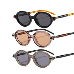 Gafas De Sol ovaladas para Hombre, lentes De Sol con montura redonda pequeña Vintage, marca De lujo, Retro, para conducir, 2023