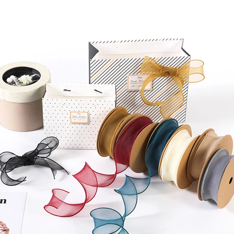 10M Fishtail Yarn Ribbon For DIY Bow Hair Ornament Bouquet Gift Wrapping Material Wave Silk Ribbons Decoration