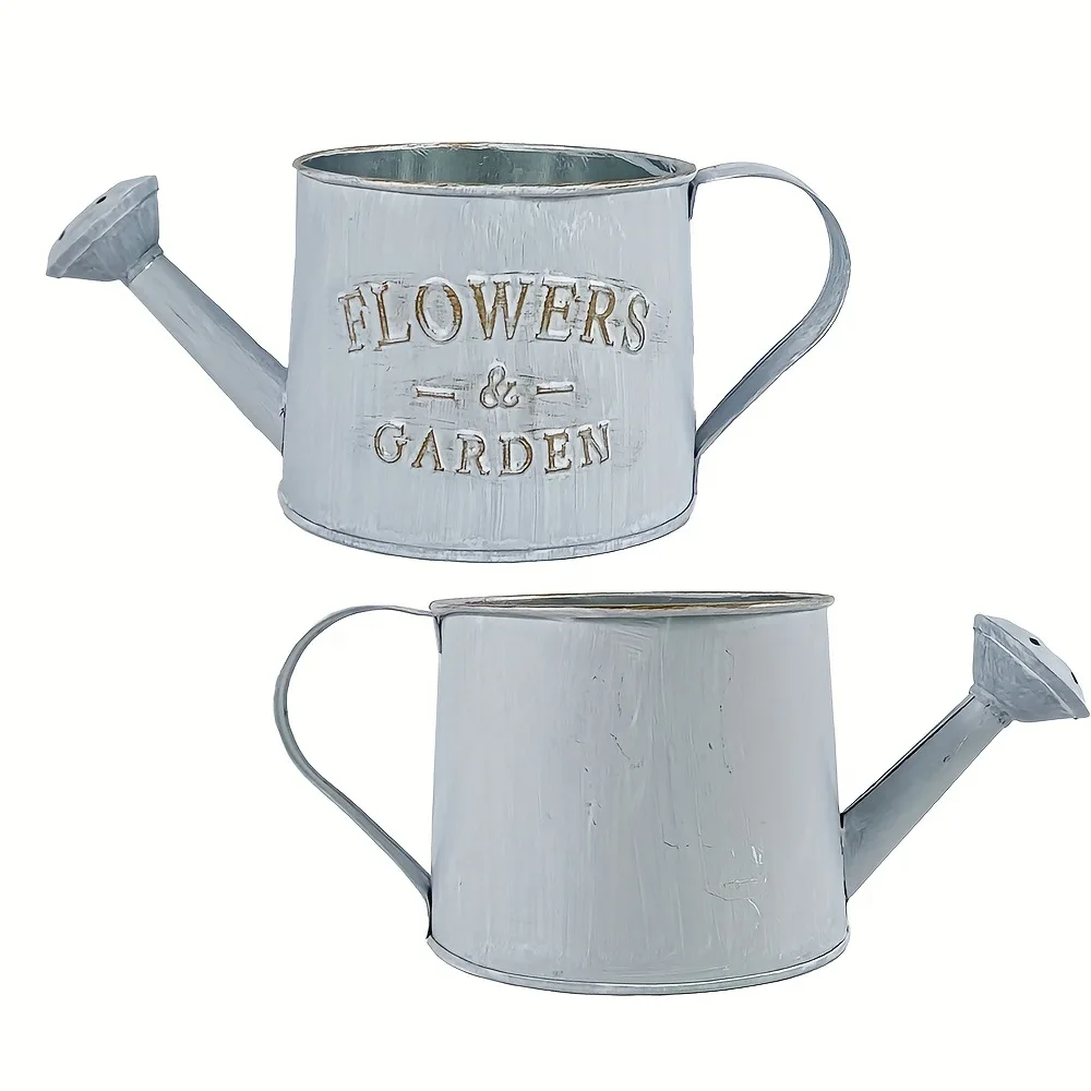 Vintage Embossed Metal Watering Pot Garden Decor Kettle Shabby Chic Flowers Indoor Plant Irrigation Sprinkler Tool
