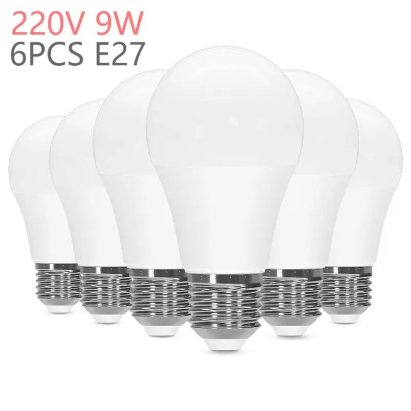 6pcs LED Light Bulbs AC220V 9W E27 Edison Screw Bulbs 3000K 4000K 6500K 900lm Super Bright Energy Saving Lightbulbs for Lamps