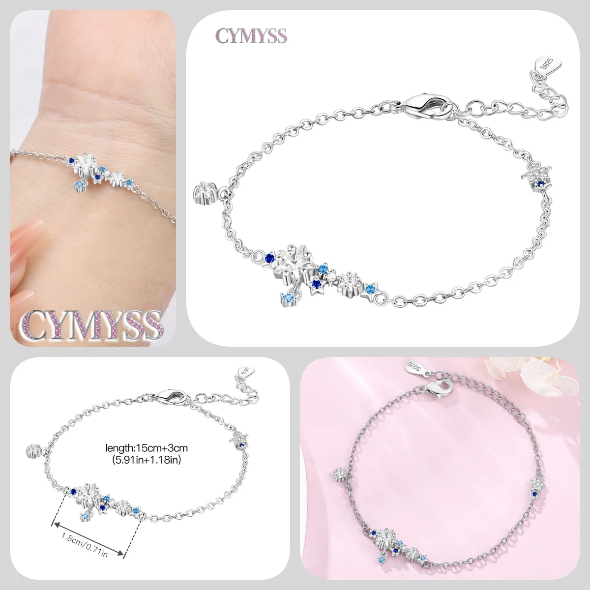 Zierliches Tennisarmband aus 925er Sterlingsilber mit Schmetterlingsanhänger und eingelegtem Zirkonia, edler Schmuck für Frauen, Hochzeits- und Geburtstagsgeschenk – Detail 12