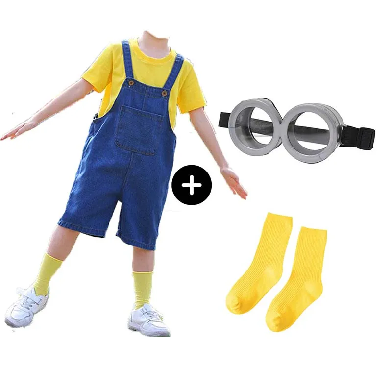 

Anime Minions Hats Gloves Glasses Adult Cosplay Full Set Costumes Halloween Role-playing Party Accessories Short Cowboy Suit