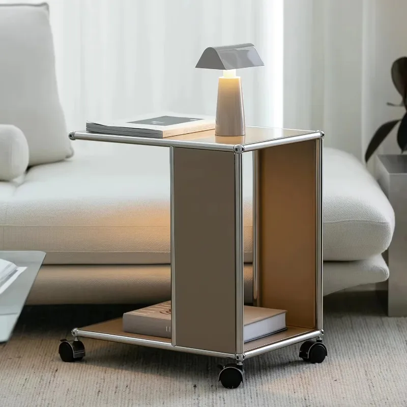 مجموعة وحدات بجانب السرير، طاولة بسيطة من الفولاذ المقاوم للصدأ مع عجلات متعددة الاستخدامات لأثاث غرفة المعيشة وغرفة النوم #2
