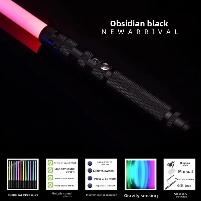 Spada laser, spada laser telescopica 2 in 1, colorata, per bambini, luminosa, vibrante, in metallo, spada laser