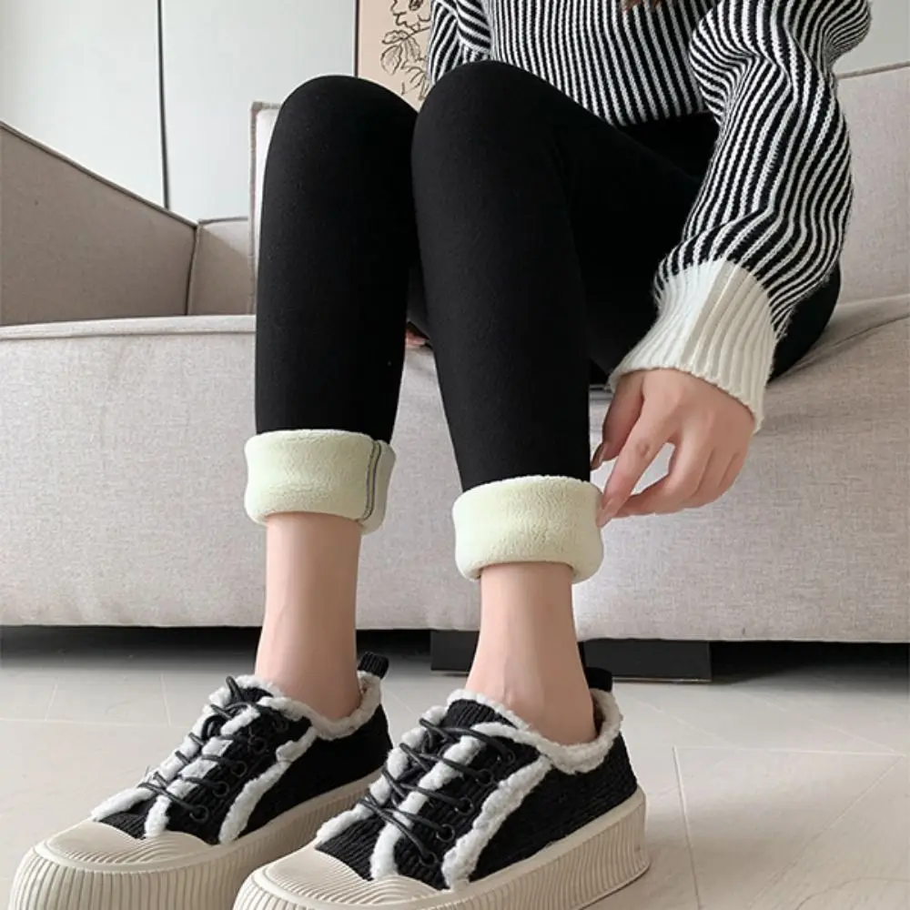 Moda listra feminina leggings outono inverno fino ajuste calças compridas engrossado cuecas quentes
