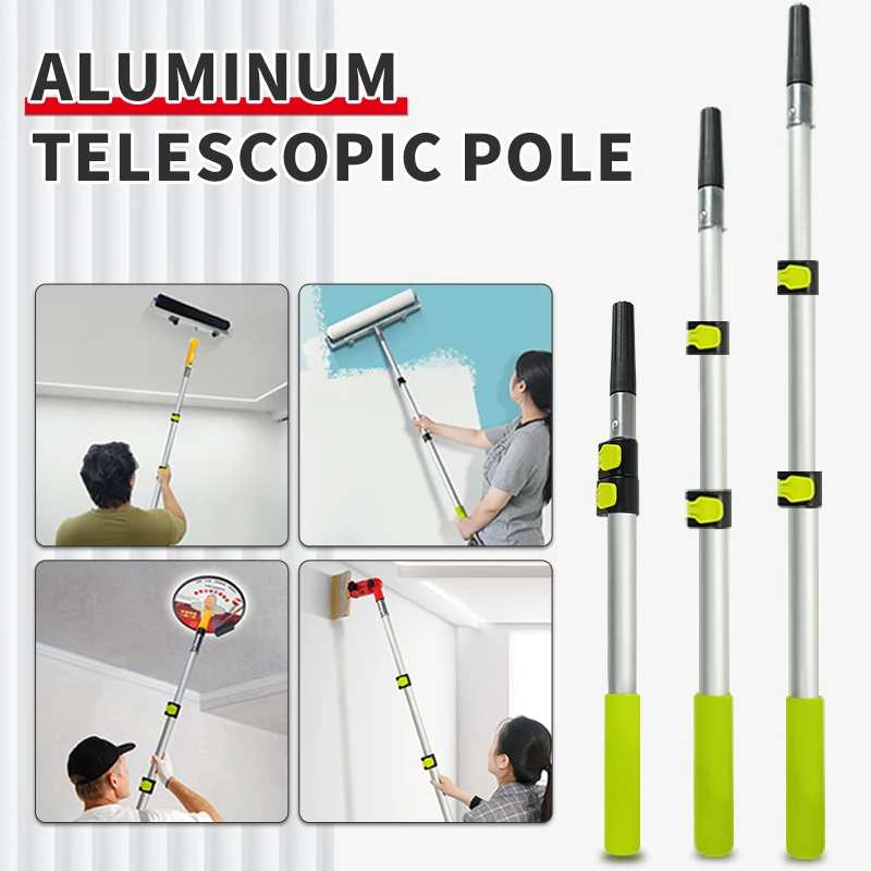 Aluminum Extension Telescopic Pole 4.7ft Strong Long Handle High Reach Extendable Painting/Cleaning/Dusting/Picking
