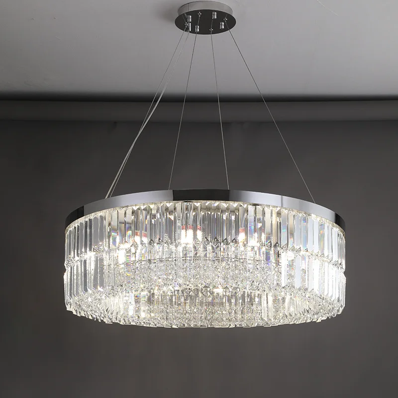 Modern high-end design living room pendant light luxury circular crystal pendant light living room main light grand luxury dinin