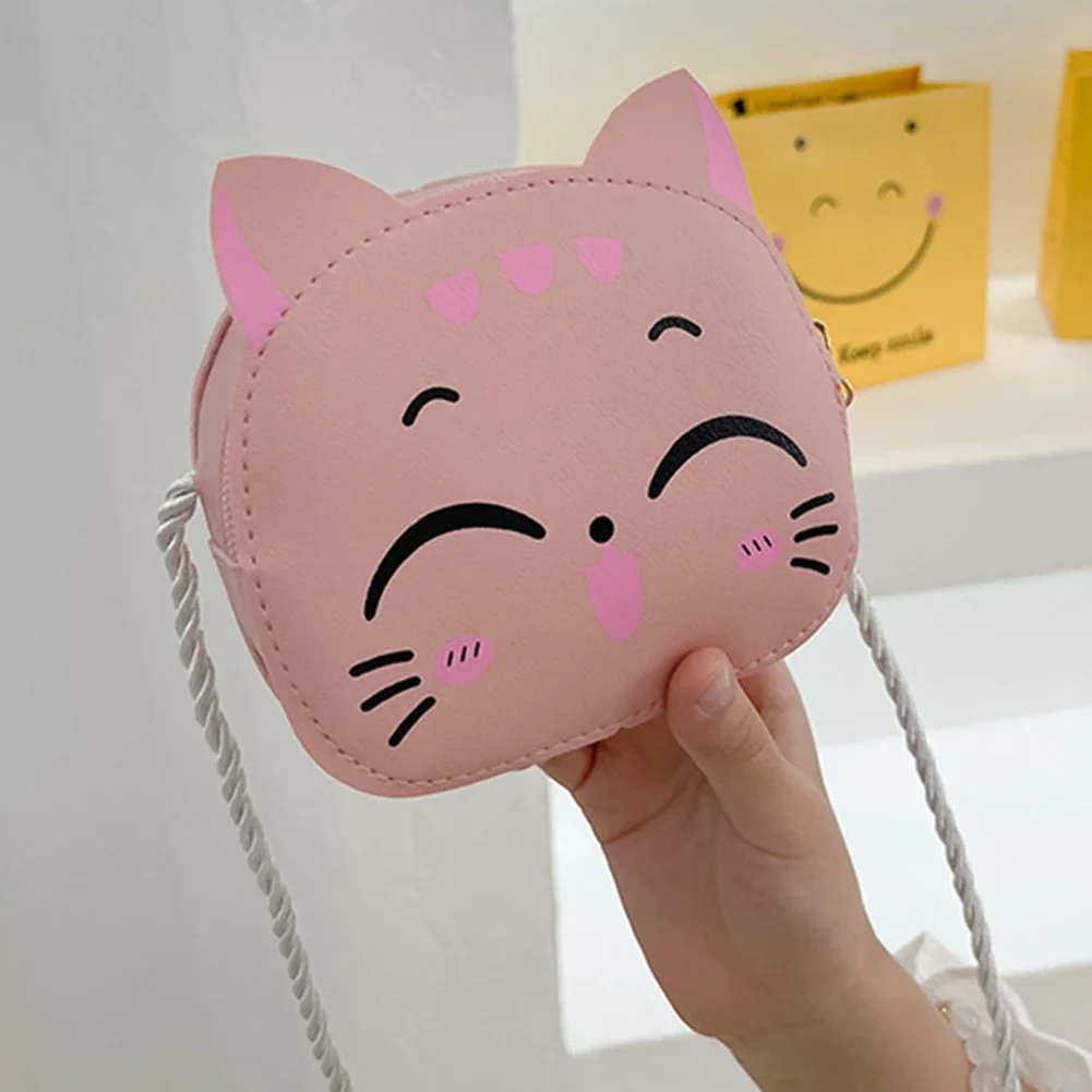 Girls Kawaii Satchel Bag Cartoon Cat Fashion Coin Purse Casual Mini Purse Compact Kids Daily Bags