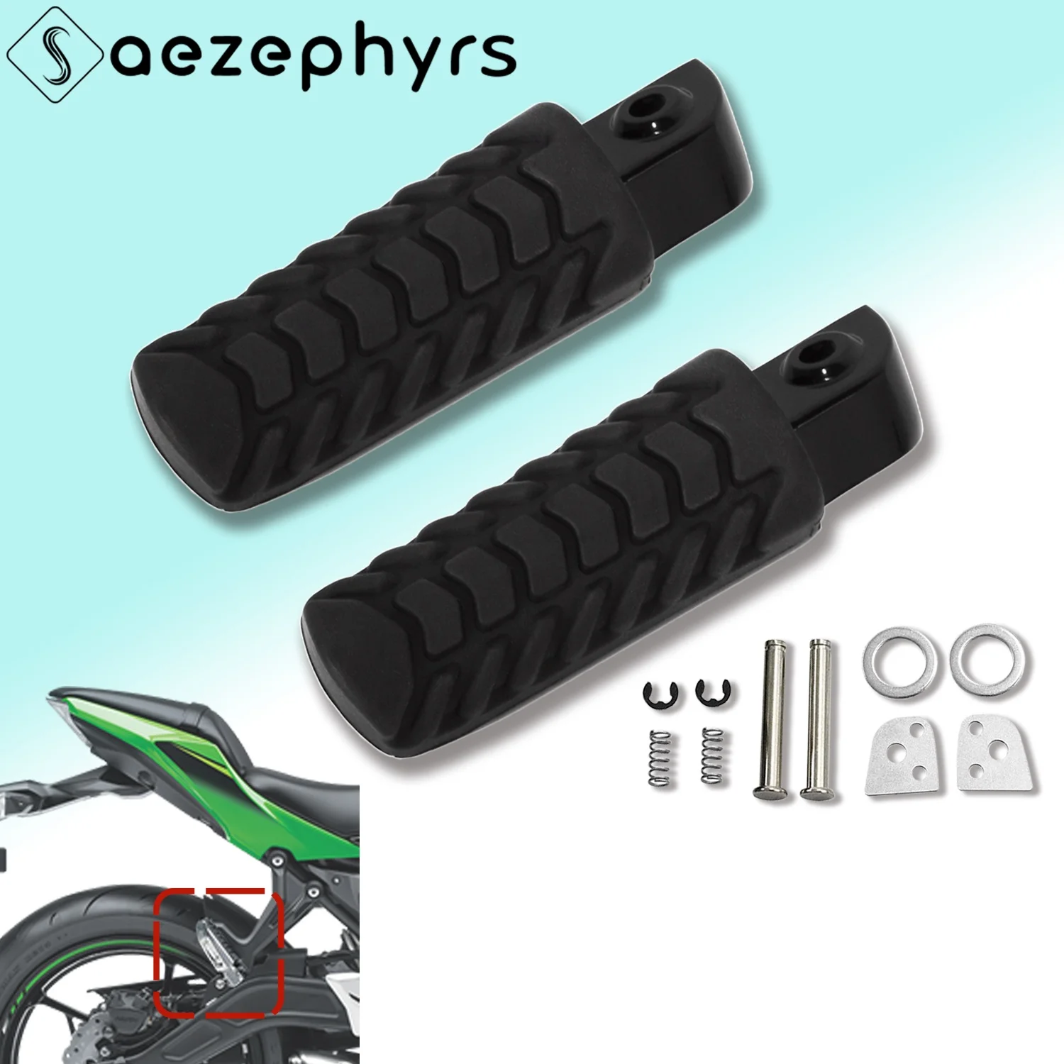 

Motorcycles Rear Passenger Black Foot Pegs Accessories For Kawasaki Z650 Ninja 650 2017-2024 2018 2019 2020 2021 2022