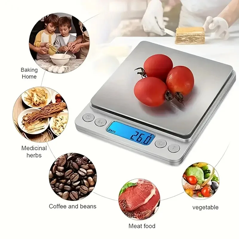 1pc Digital Kitchen Scale Mini Pocket Stainless Steel Precision Jewelry Electronic Scale Food Baking Scale Kitchen Gadgets