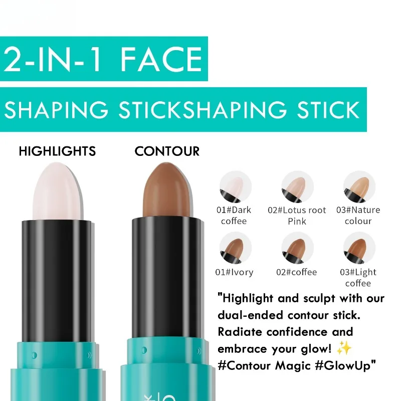 2 IN 1 Contouring Stick Viso Fondotinta Correttore Illumina Penna di Lunga Durata Cerchi Scuri Correttore Naso Ombra Ombre Bastoni