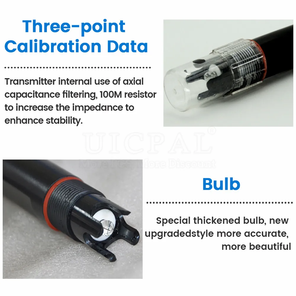 RS485 2-in-1 Sensor Industrial Sewage Monitor for Agricultural Aquaculture Din Rail Type PH EC Plastic Electrode Probe Detector