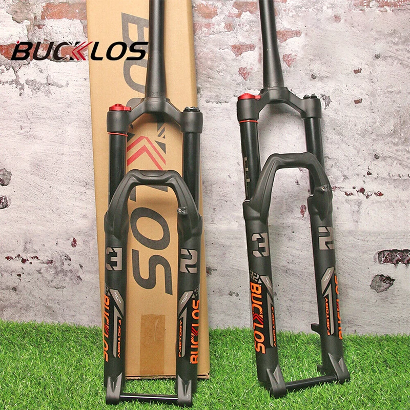 BUCKLOS 29 pollici 140mm Travel MTB Air Suspension Fork Rebound 26/27.5/29in Thru Axle 100*15mm forcella per bici tubo dritto/conico