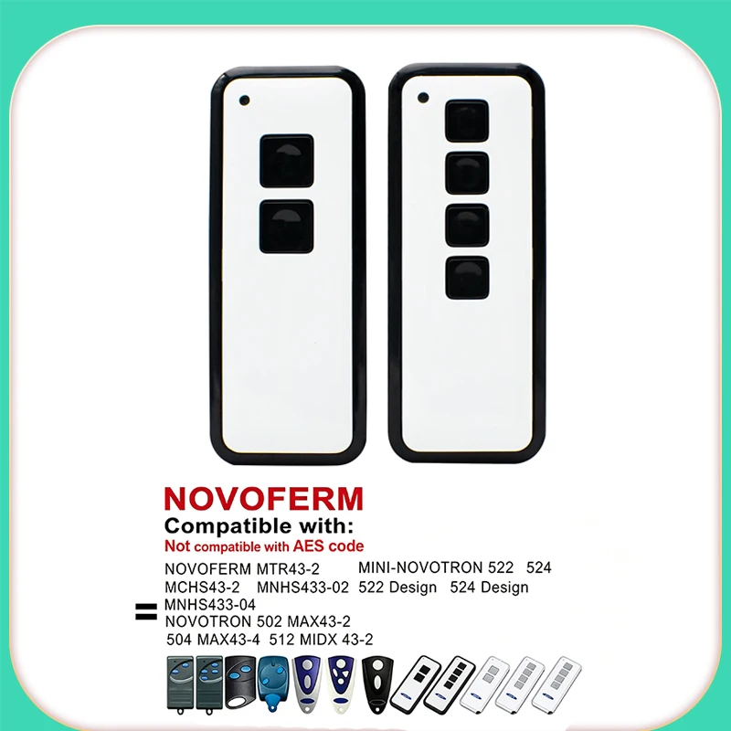 1-100PCSNOVOFERM MINI-NOVOTRON 522 524 Remote Control Garage Door Opener 433.92MHz Rolling Code Gate Keyfob Hand Transmitter
