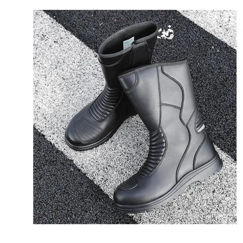

Motorcycle Boots Men Classic Motocross Boots with Reinforced Heel Toe Counter Waterproof Tall Motorcycle Touring Boot Botas Moto