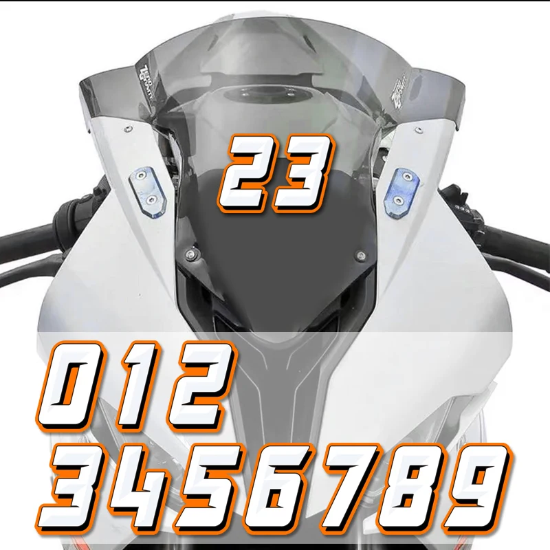 1PC Orange Number 0123456789 Motorcycle Stickers for Fuel Tank Helemt Front Fairing Waterproof DIY Moto 0 To 9 Vinyl Decals