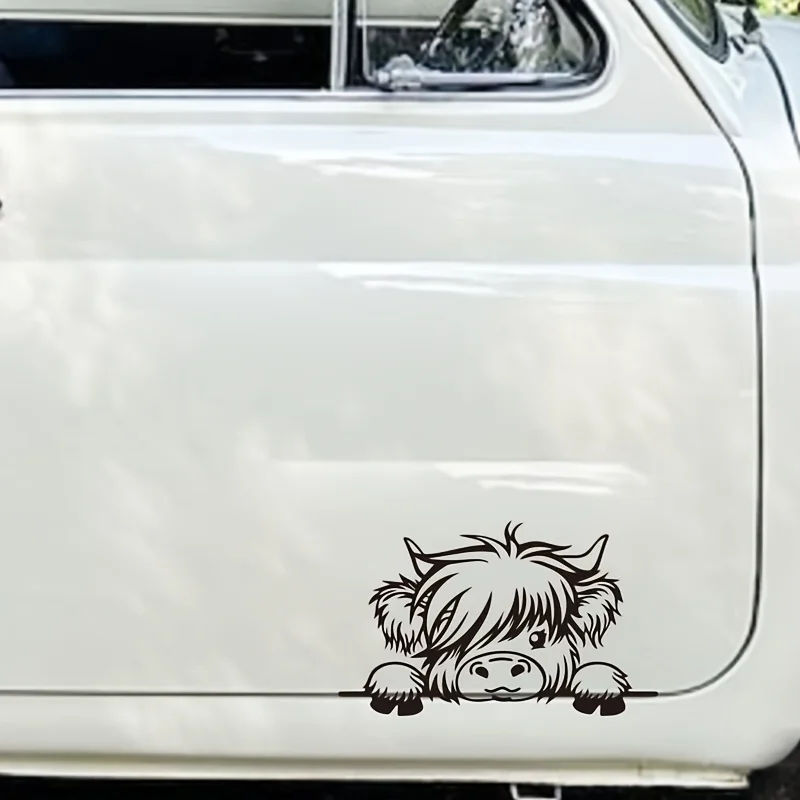 Adesivo de Vinil de Vaca Adorável, Decalque de Carro com Vaca Espreitando, Adesivos Encantadores para Veículos, Adesivo de Para-choque com Tema de Fazenda