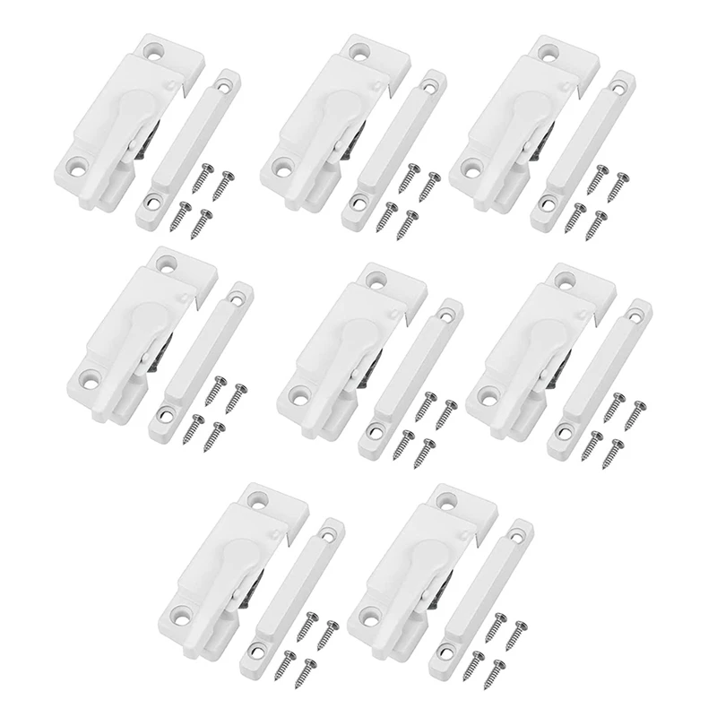 Window Sash Locks, 8 Pack White Window Sash Locks & Latches Replacement for Anti-Theft Protect Family Security-AB09