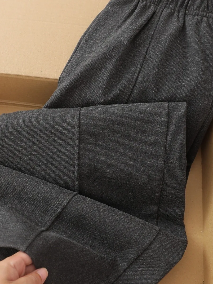 Authentic Woolen Straight Leg Casual Pants Women's Autumn Winter Fleece Lined Loose Wide Leg Pants Slimming Effect