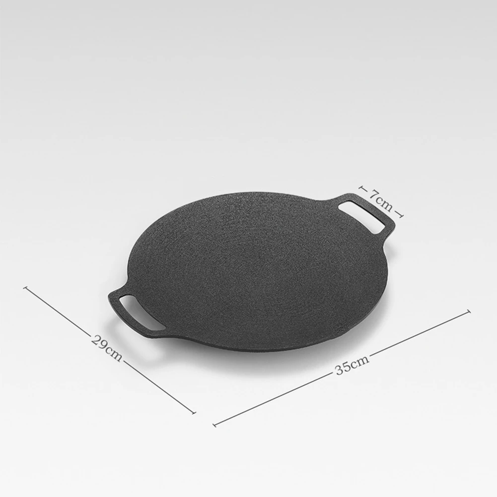 Frigideira de ferro fundido de 35cm de espessura, grelha plana para panquecas, antiaderente, churrasqueira, fogão de indução, chama aberta, panela hy