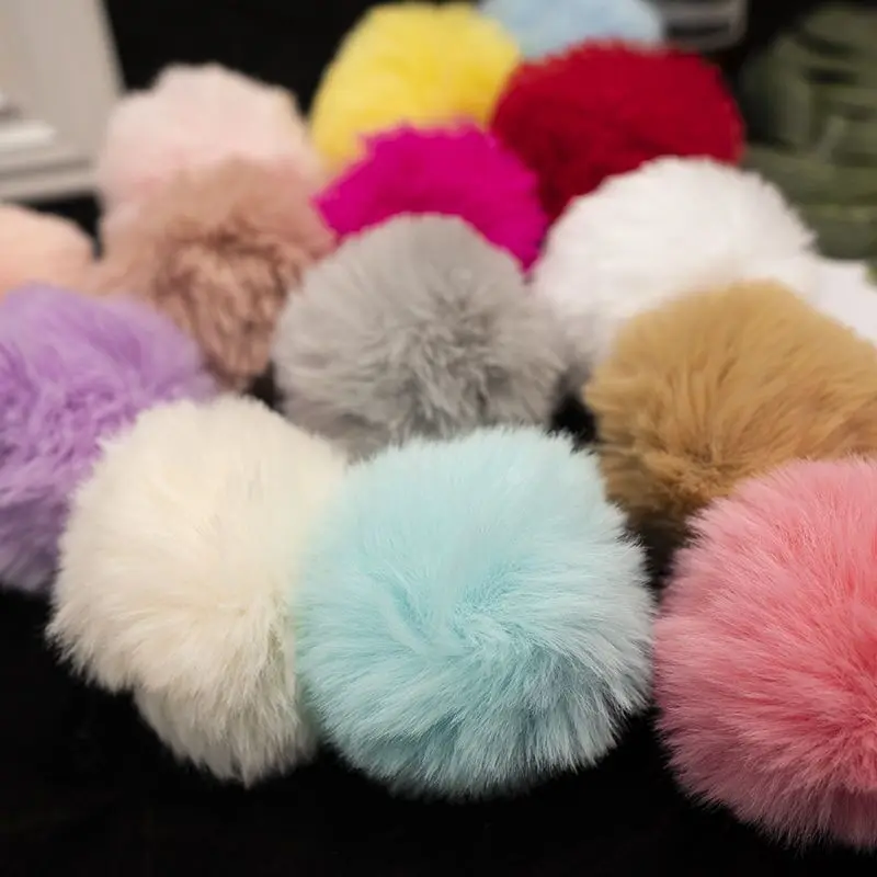 Faux Rex Rabbit Furballs Pompom 6cm 8cm Artificial Fluffy Soft Pompons DIY Pompoms Handmade Clothing Sewing Crafts Supplies