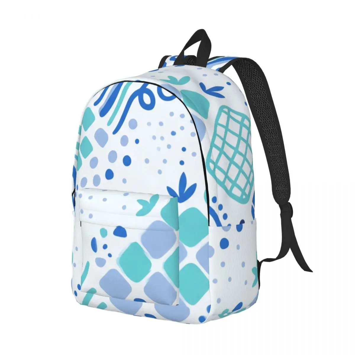 Sky Cloud Print Backpack Diagonal Checker Dot Trail Stripe Street Graphic Blue White Cool Bookbag for Girls Boys College Travel