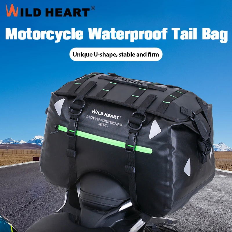 

Waterproof Motorcycle Tail Bag 50L 70L PVC Luggage Travel Bag Motorbike Rear Seat U-Shaped Storage Bag